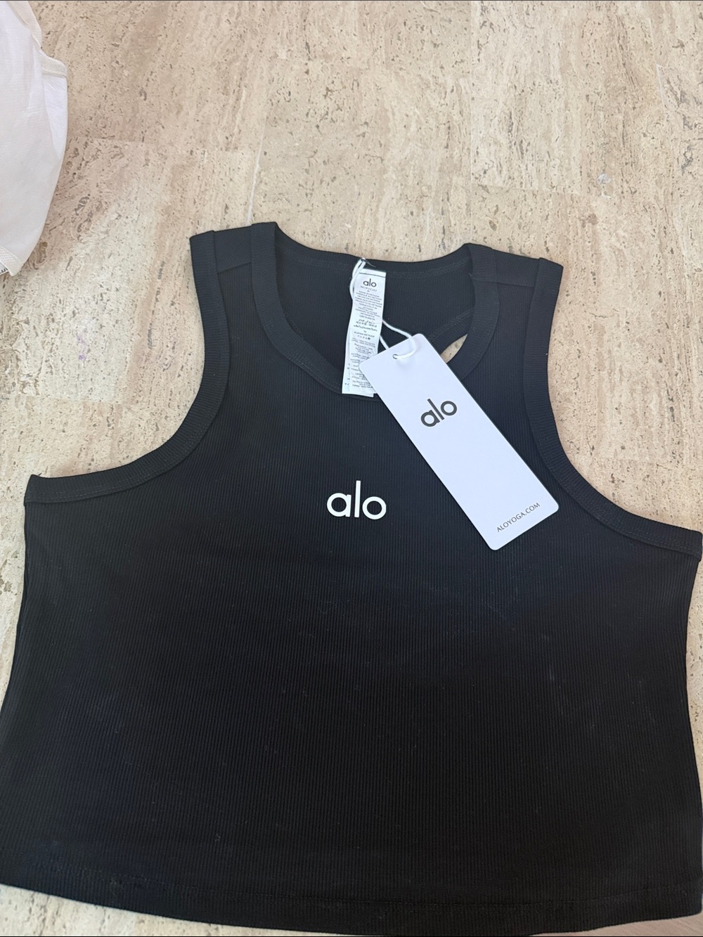ALO Yoga Black Ribbed Crop Tank Top